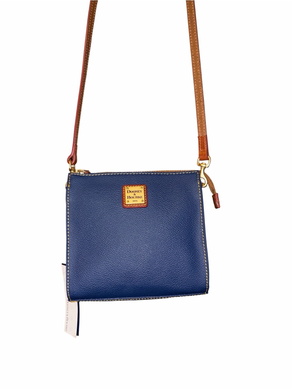 Dooney & Bourke Midnight Blue Leather Crossbody with Tan Strap